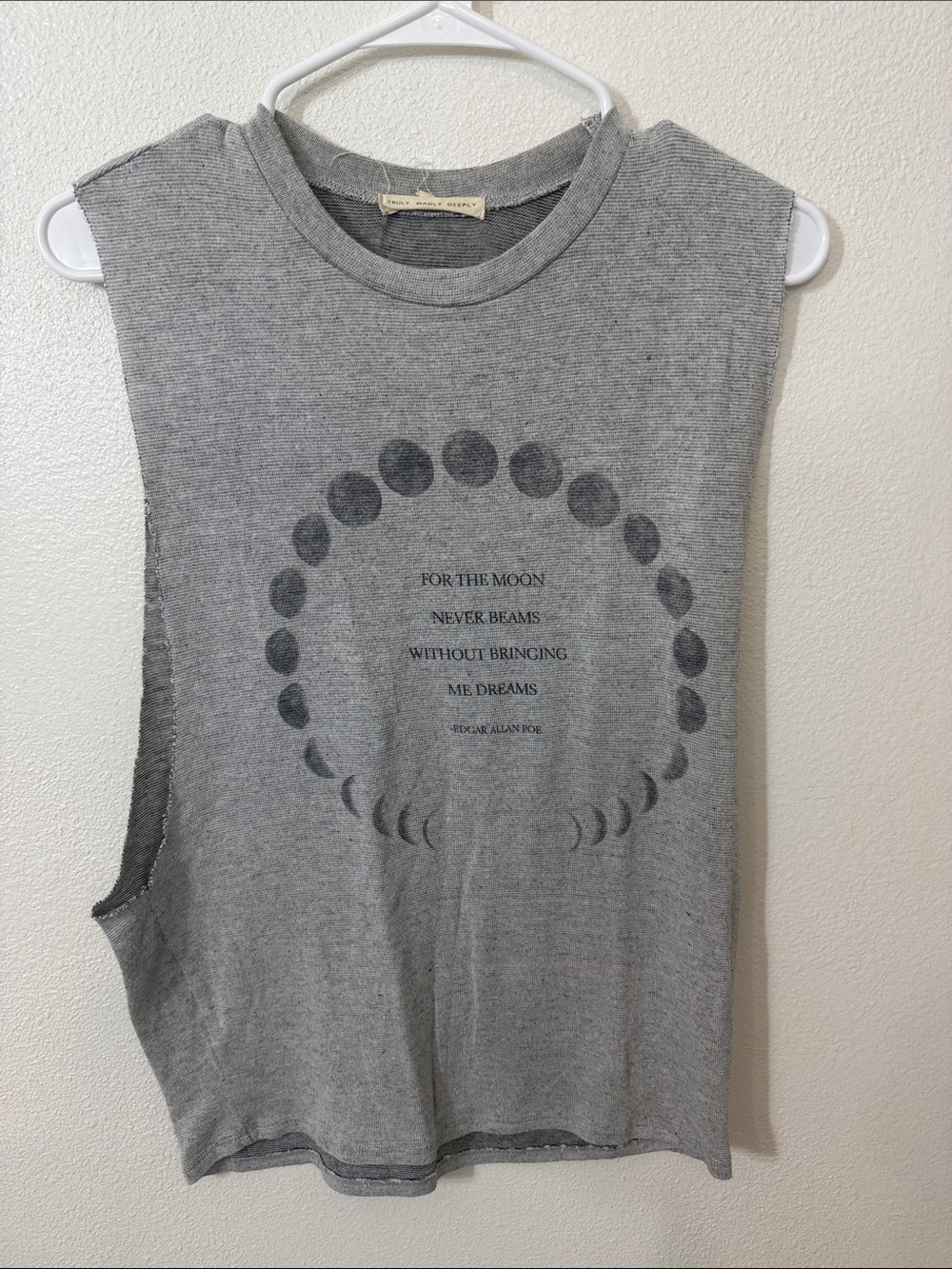 Truly Madly Deeply Gray Moon Phase Graphic Tank